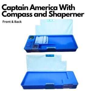 Kart In Box | Compass Box for Boys | Pencil Box | Pencil Box Boys & Girls | Compass Box for Kids | Avengers | Captain America| Inbuild Sharpener (Captain America with Compass Big Size)