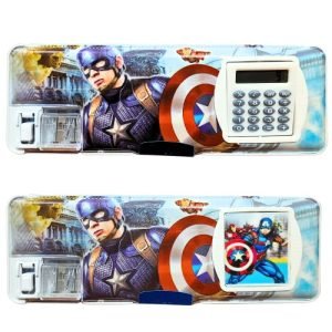 Kart In Box | Compass Box for Boys | Pencil Box | Pencil Box Boys & Girls | Compass Box for Kids | Avengers | Captain America| Inbuild Sharpener & Calculator (Captain America Pencil Box with Calculator)