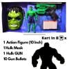 Kart In Box | Set of Hulk | Hulk Toys for Boys | Hulk Action Figure Toy | Play Gun with Bullets | Mask (Big in Size)