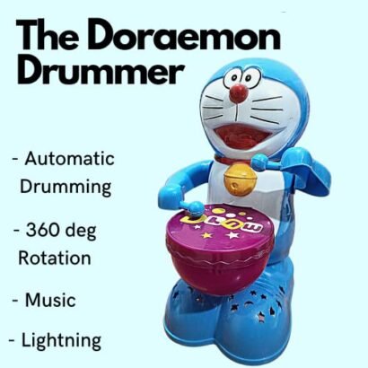 Kart In Box | Doraemon Beat The Drum | Drummer Toy for Kids | Flashing Lights | Rotation Movement Song & Music Toy | Battery Operated Toy (Doremon Drummer)