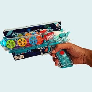 Kart In Box | Lightning Gun with Gear | Music | Vibration | Battery Operated | Gun Toys for Kids | Age | Years (Blue)