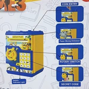 Kart In Box | Money Bank | Piggy Bank | Gulak | Piggy Bank for Kids Boys & Girls | Money Bank with Password | Battery Operated | Lightning | Sound (Minions)