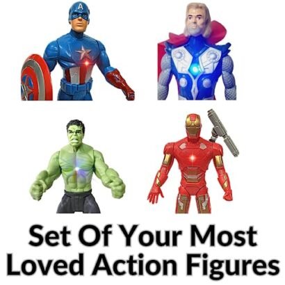 Kart In Box I Set of 4 Action Figure I Hulk I Captain America I Iron Man I Thor (7 Inch)