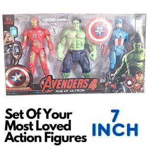 Kart In Box | Action Figures | Captain America | Iron Man | Hulk | Big in Size (7 Inch)