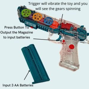 Kart In Box | Lightning Gun with Gear | Music | Vibration | Battery Operated | Gun Toys for Kids | Age | Years (Blue)