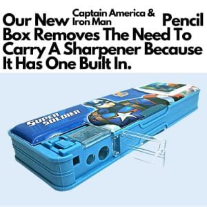 Kart In Box | Compass Box for Boys | Pencil Box | Pencil Box Boys & Girls | Compass Box for Kids | Avengers | Captain America| Inbuild Sharpener & Calculator (Captain America Pencil Box with Calculator)