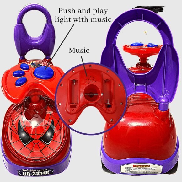 Kart In Box |Push |Rider for Kids |Push Rider with Music & Light |1 2 3 Year Baby Boy Toys |Push Car for 1 Year Old |Spiderman |Manual Push Ride On for Kids 1 Year |Kids Ride |Bike| |Car |Year (Red)