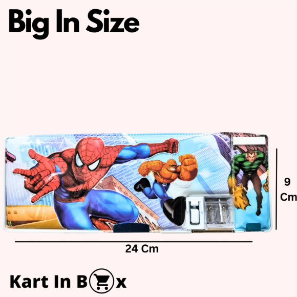 Kart In Box | Compass Box for Boys | Pencil Box | Pencil Box Boys & Girls | Compass Box for Kids | Avengers | Spiderman | Inbuild Sharpener (Spiderman with Extra Space)