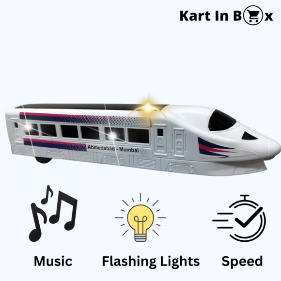 Kart In Box | Train Toys for Kids | Bullet Train Toy | Trains Toy with Sound and Light | Big Size (26 Cm)