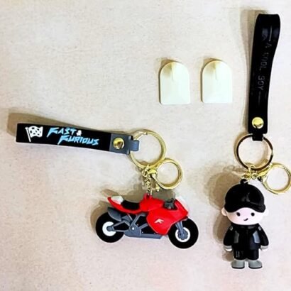 Kart In Box | Fast & Furious Keychain | Key Chain | Cute Keychains | Two Self Adhesive Clips (3 in 1) (Red)