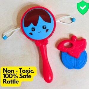 Kart In Box - Baby Rattle with Teether | 6-Month Toys, Ideal for 4 to 12 Months, Stimulating Rattles for Infants (Random Color))