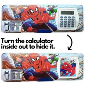 Kart In Box | Compass Box For Boys | Pencil Box | Pencil Box Boys & Girls | Compass Box For Kids | Avengers | Spiderman | Inbuild Sharpener & Calculator (Spiderman Pencil Box With Calculator)