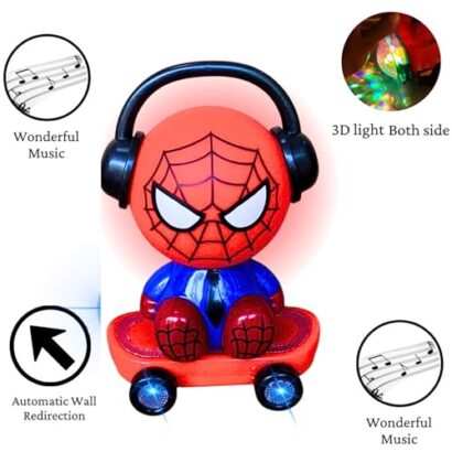 Kart In Box Spiderman Car | Spiderman Super Car | 3D Lightning with Music | Spiderman Toys for Kids (Roaming Toy Red)