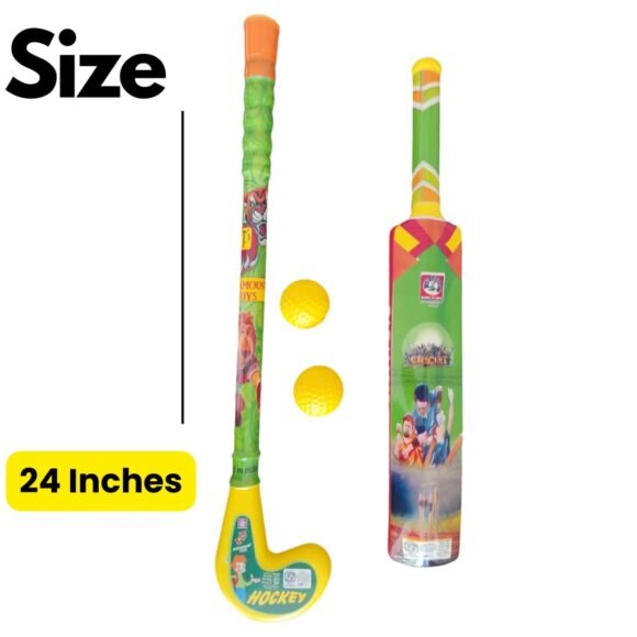 Kart In Box - Cricket Kit For Kids - Plastic Bat For Kids - Hockey Bat - Hockey Sticks - Bat Ball Kit - Unharmful & Hollow (2 Ball 1 Bat 1 Hockey Stick) - Image 5