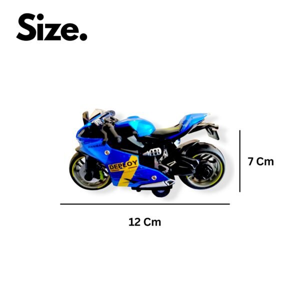 Kart In Box - Diecast Model Bike - Mini Bike - Scale Model - Small Bike For Kids - Die Cast Bike (Pull Back) (Blue) - Image 6