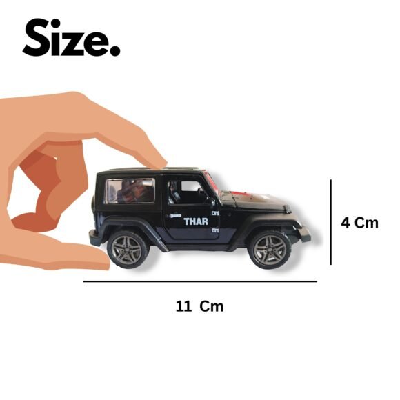 Kart In Box - Thar Car Toy - Jeep - Metal Cars For Kids Toys - Mahindra Thar - Thar Car - Thar Toy Car (Pull Back & Manual Door Opening) (Green) - Image 6