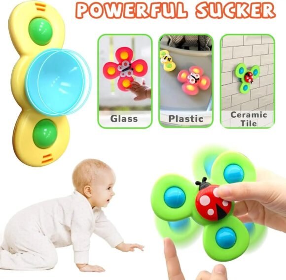 Kart In Box - Baby Toys for 6 to 12 Months - Suction Spinners for Baby - Fidget Spinner Toy - Spinner Toy for Kids - Bath Toys - Infant Toys - Toys for 6 Month Old Baby - Flight Toys for Kids - Image 3