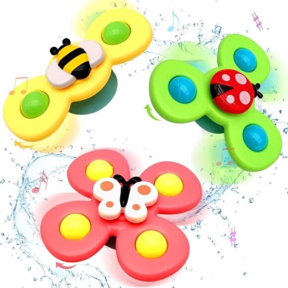 Kart In Box - Baby Toys for 6 to 12 Months - Suction Spinners for Baby - Fidget Spinner Toy - Spinner Toy for Kids - Bath Toys - Infant Toys - Toys for 6 Month Old Baby - Flight Toys for Kids