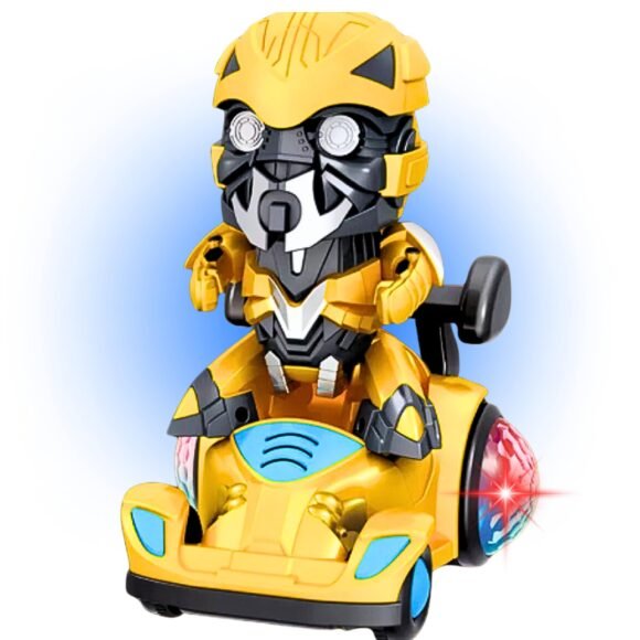 Kart In Box - Stunt Car - Super Car - 3D Lightning with Music - Car Toys for Kids - Dancing Toys for Kids - Years - Age - Robot - Big (Bumblebee)