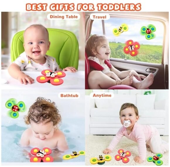 Kart In Box - Baby Toys for 6 to 12 Months - Suction Spinners for Baby - Fidget Spinner Toy - Spinner Toy for Kids - Bath Toys - Infant Toys - Toys for 6 Month Old Baby - Flight Toys for Kids - Image 2