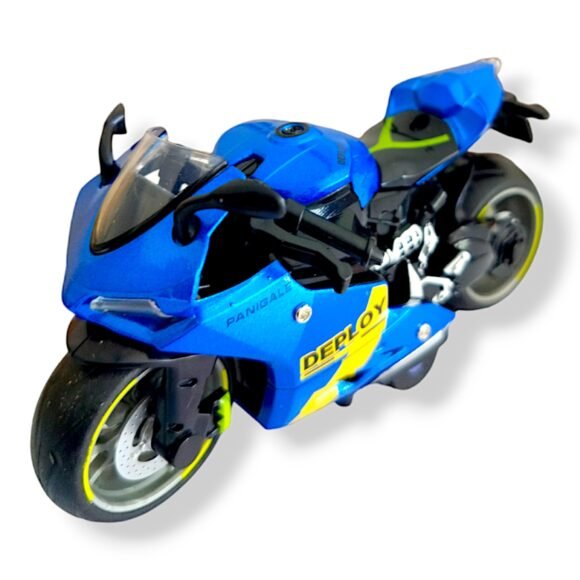 Kart In Box - Diecast Model Bike - Mini Bike - Scale Model - Small Bike For Kids - Die Cast Bike (Pull Back) (Blue)