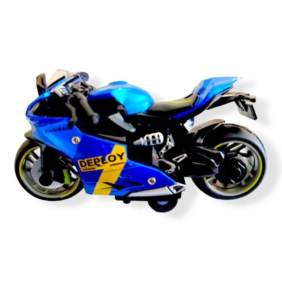 Kart In Box - Diecast Model Bike - Mini Bike - Scale Model - Small Bike For Kids - Die Cast Bike (Pull Back) (Blue) - Image 5