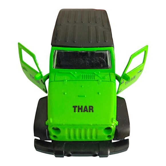 Kart In Box - Thar Car Toy - Jeep - Metal Cars For Kids Toys - Mahindra Thar - Thar Car - Thar Toy Car (Pull Back & Manual Door Opening) (Green)