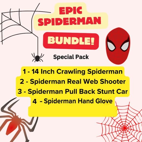 Kart In Box - Bundle Pack - spiderman web shooter - Crawling Spiderman - Spiderman Pull Back Car - Spiderman Glove - Spiderman Toys (Pack of 4) - Image 2