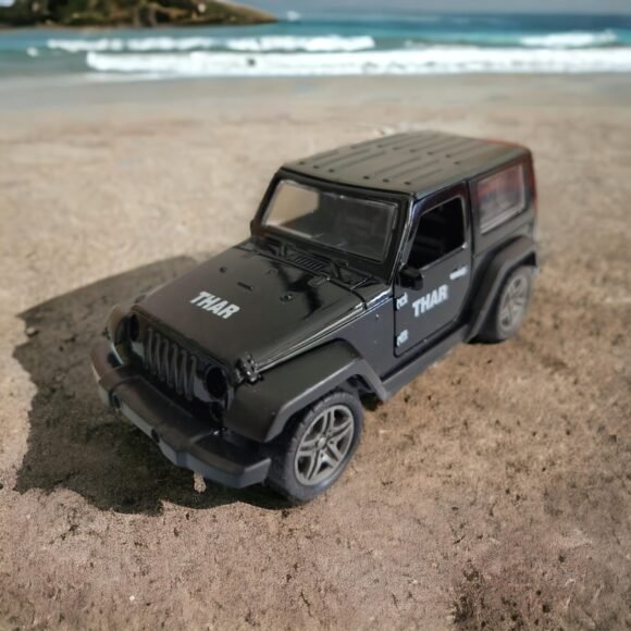 Kart In Box - Thar Car Toy - Jeep - Metal Cars For Kids Toys - Mahindra Thar - Thar Car - Thar Toy Car (Pull Back & Manual Door Opening) (Black) - Image 3