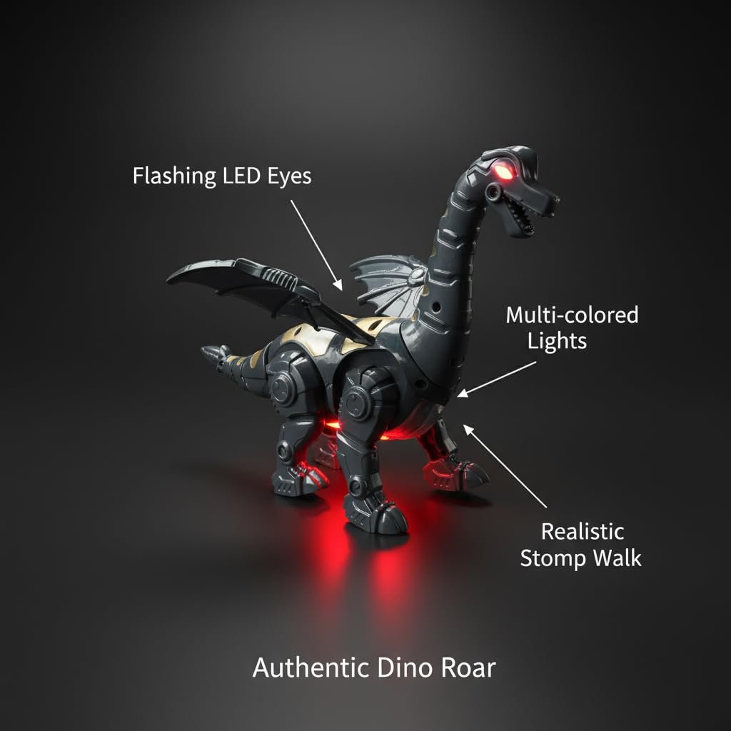 Kart In Box | Dinosaur Toy for Kids 3-5 Years Walking with Roar Sound & Flashing Light | Fun Animal Toys for 4 Year Boy, 3+ Year Old Boy Gift (Brachiosaurus Dinosaur Toy) - Image 4