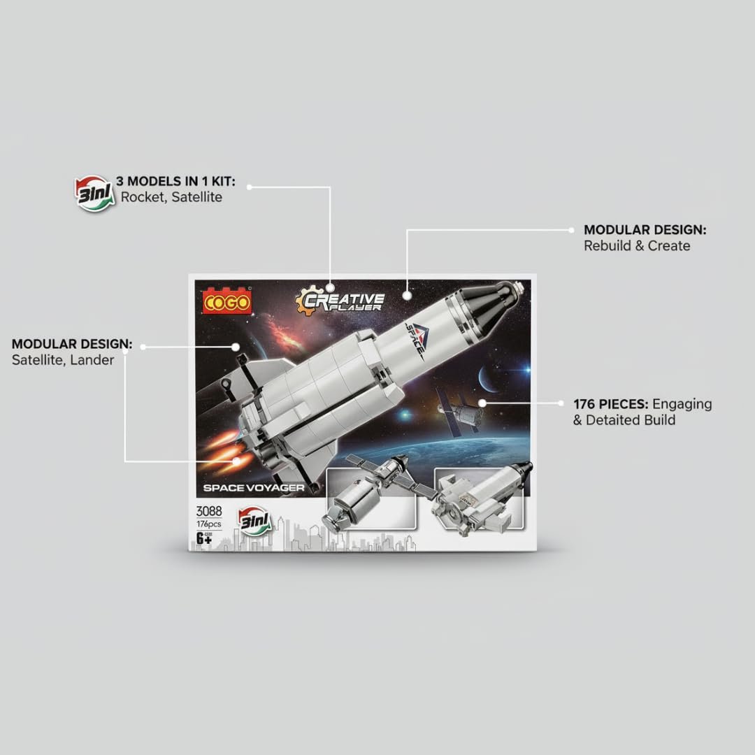 Kart In Box | Toys for Boys 7-14 Years Building Blocks & Construction Set, 176 Pcs Creative Educational Toy, Build Rocket Satellite Orbiter Models, Kids Birthday Gift 6+ Years - Image 5