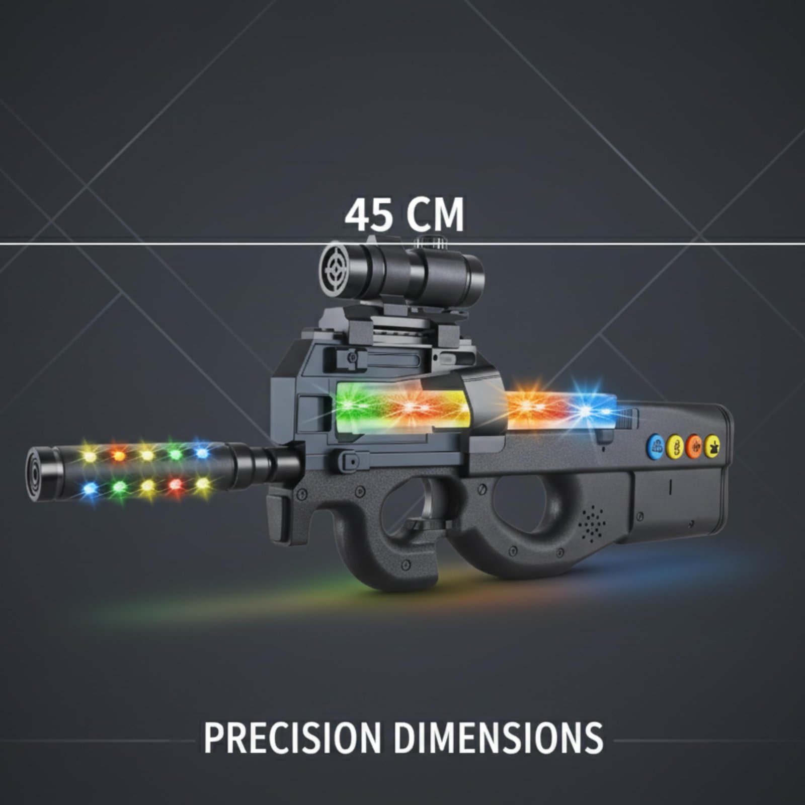 Kart In Box - Electric SMG Style Blaster for Ages 6-12 - Realistic Light-Up Shooting Gun - Pretend Play Weapon Gift for Boys - Flashing Lights - Music - Vibration (Sniper - 18 Inch) - Image 6