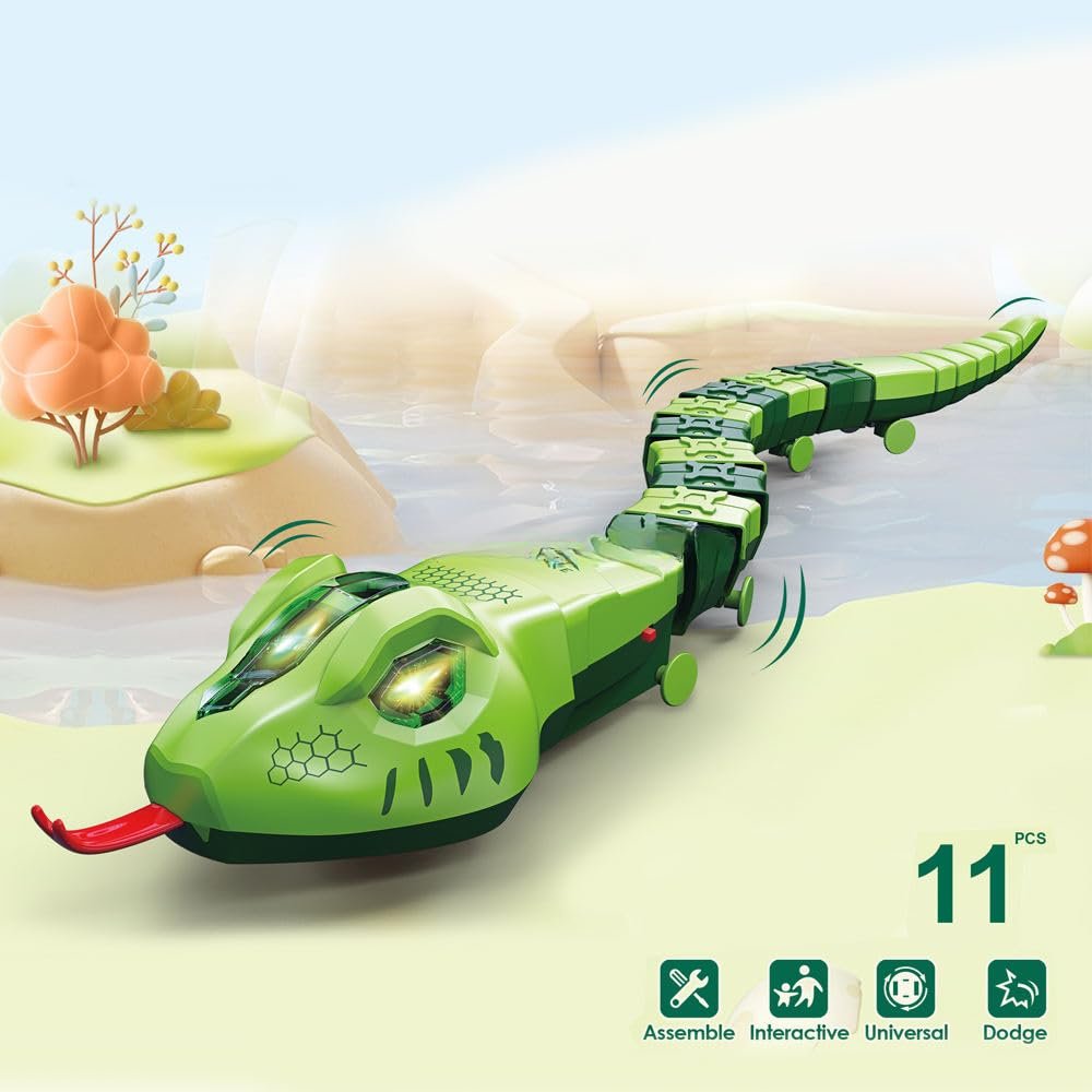 Kart In Box - Snake Toy - Interactive Assembling Snake with Lights & Dodge Mode - Battery-Powered Robotic Snake for Kids 3+ - Musical Snake Toy Fast Speed - Image 2