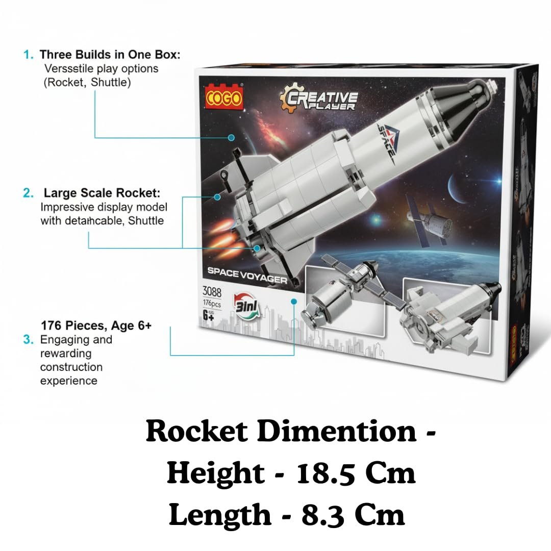 Kart In Box | Toys for Boys 7-14 Years Building Blocks & Construction Set, 176 Pcs Creative Educational Toy, Build Rocket Satellite Orbiter Models, Kids Birthday Gift 6+ Years - Image 3