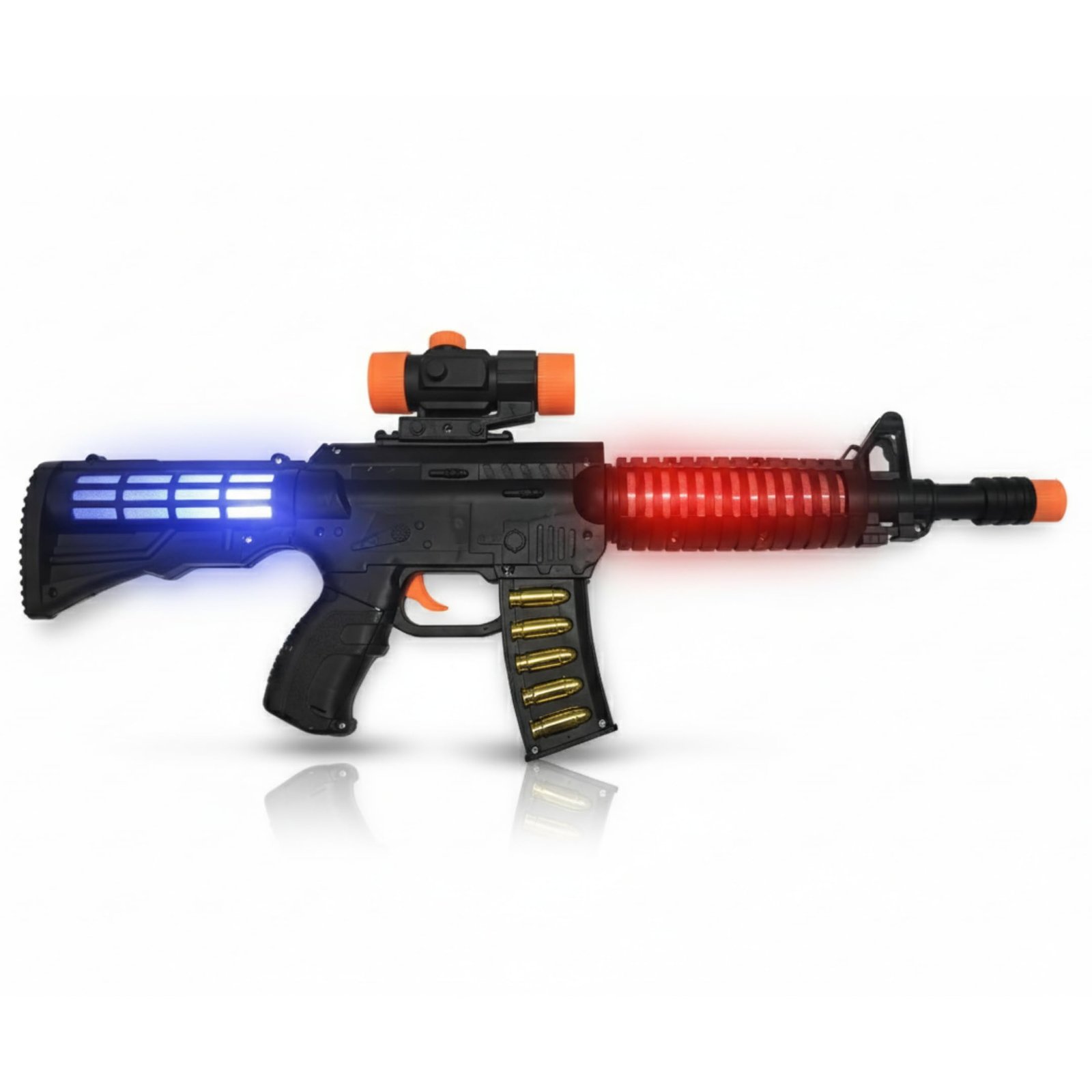 Kart In Box - Electric Music Rifle for Kids - Shooting Gun with Red/Blue Flashing Lights - Automatic Pretend Play Weapon for Boys (Rifle - 20 Inch)
