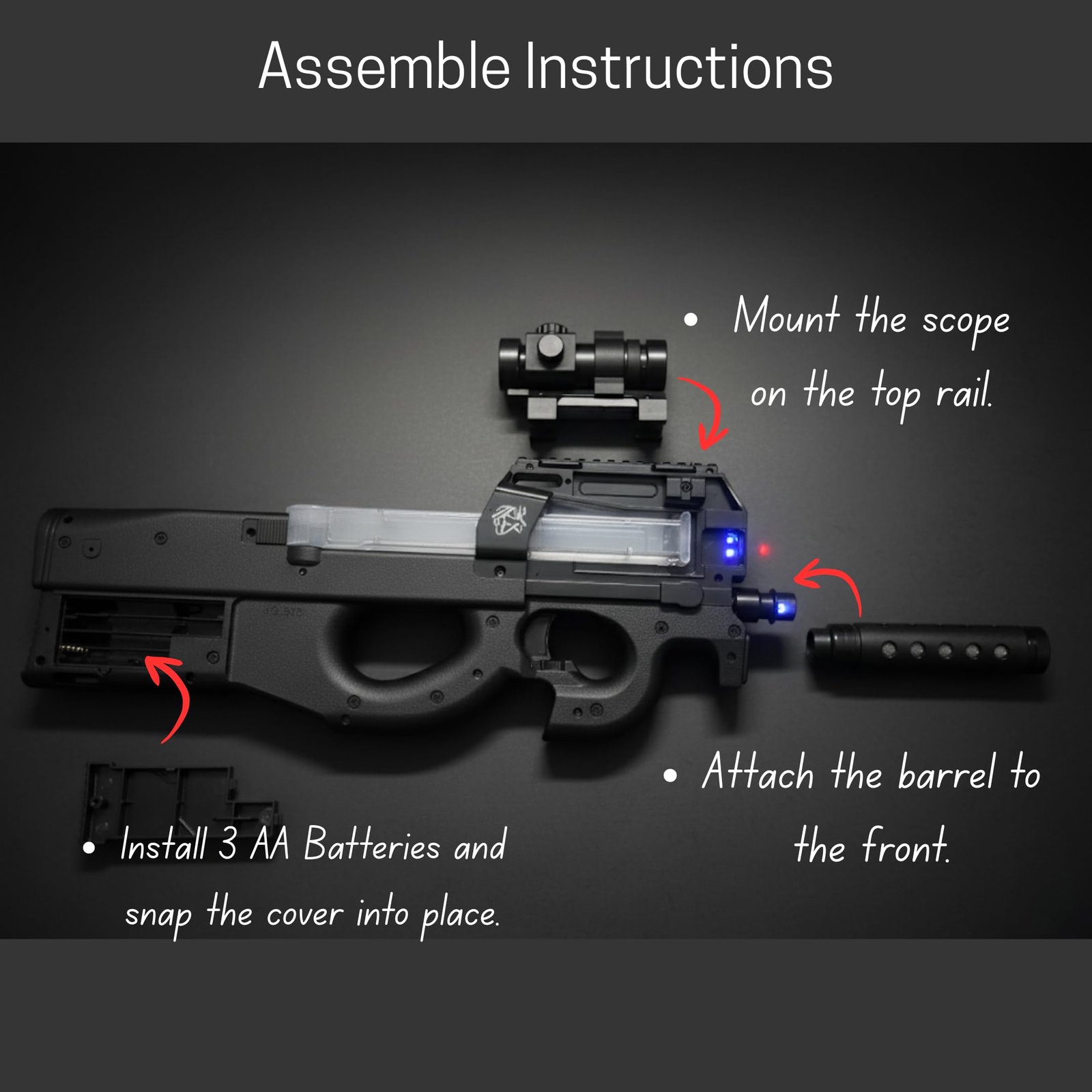 Kart In Box - Electric SMG Style Blaster for Ages 6-12 - Realistic Light-Up Shooting Gun - Pretend Play Weapon Gift for Boys - Flashing Lights - Music - Vibration (Sniper - 18 Inch) - Image 5