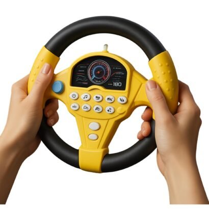 Kart In Box - Toy Steering Wheel Driving Simulator for Kids in Car (Multicolor)