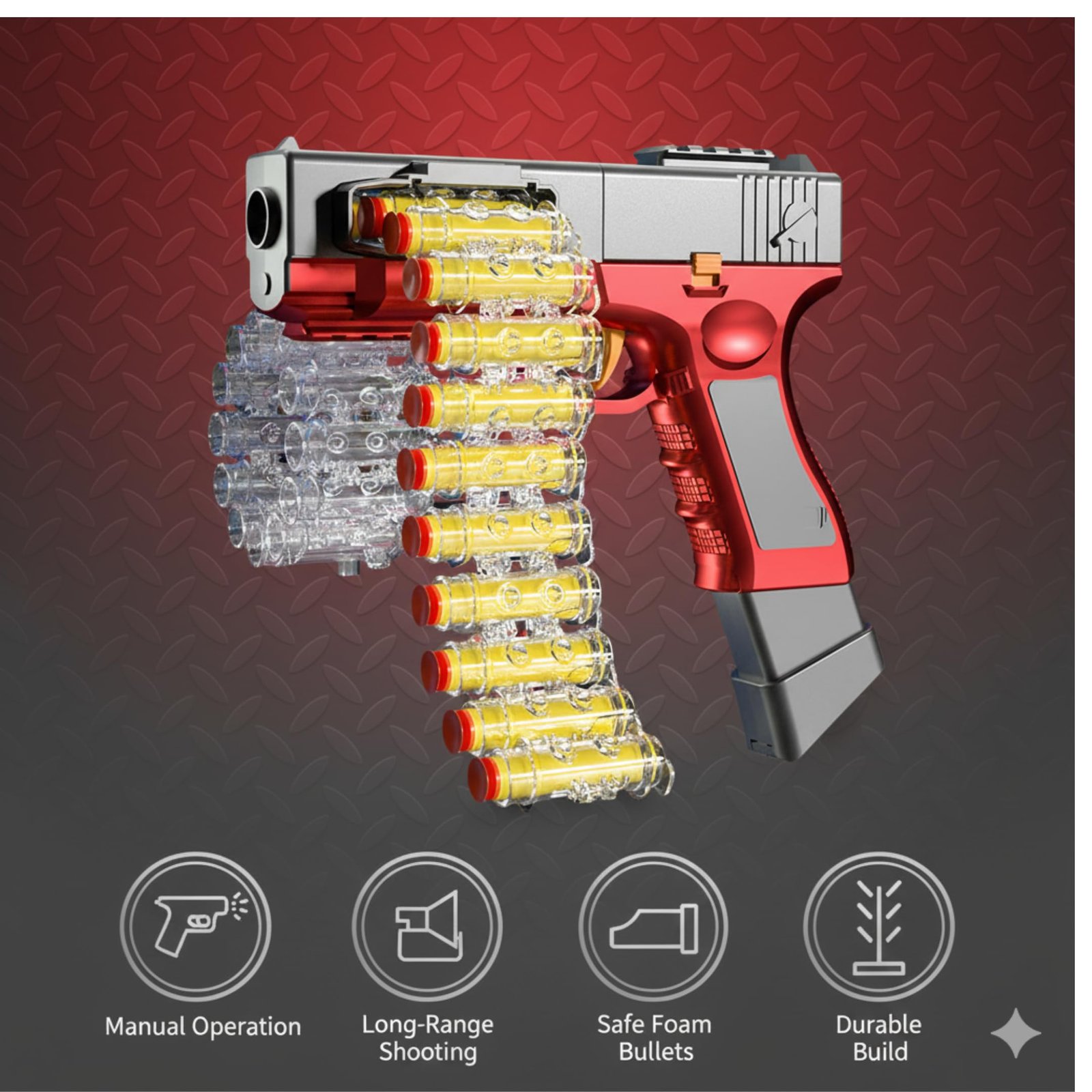 Kart In Box - Pistol Toy for Kids 6-12 - Shooting Foam Dart Blaster - Durable Build Handgun - Kids Pistol Toy for Boys - Toy Gun Pistol for Boys 3-5 - Pretend Play Weapon Gift (Glook Gun - 8 Inch) - Image 4