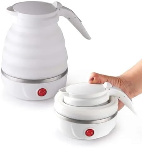 Folding Electric Kettle | Fast Boiling | Portable Electric Kettle | Home & Office Use | Food Grade Silicone Kettle | Foldable Electric Travel Kettle | White 700ml