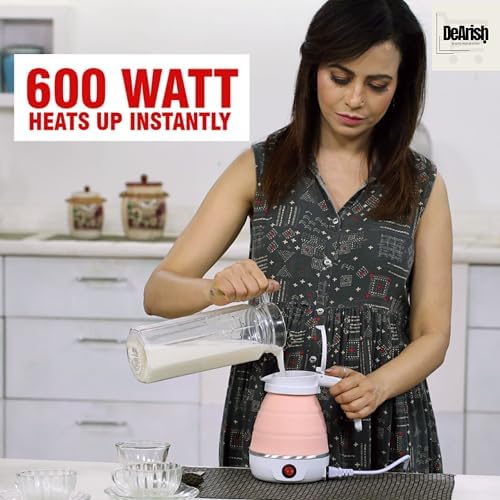 Folding Electric Kettle | Fast Boiling | Portable Electric Kettle | Home & Office Use | Food Grade Silicone Kettle | Foldable Electric Travel Kettle | White 700ml - Image 6