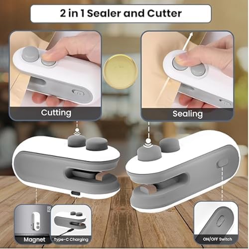 Portable 2 in 1 Mini Sealing Machine and Cutter | Handheld Packet Sealer for Food | Snacks | Chips | Fresh Storage | Plastic Bags Sealing Machine | Plastic Bags Cutter (Multicolor) - Image 6