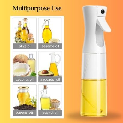 DeArish | Oil Sprayer for Cooking 300ml | for air fryer | Glass | cooking dosa | Olive Oil Spray Bottle | Olive Oil Sprayer Mister | Salad Making | Baking | BBQ (Random Color White or Black)