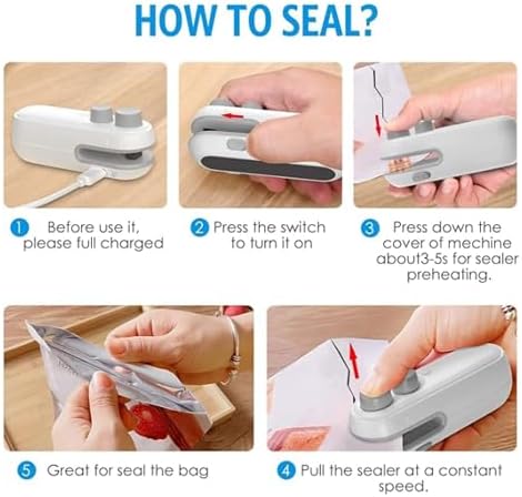 Portable 2 in 1 Mini Sealing Machine and Cutter | Handheld Packet Sealer for Food | Snacks | Chips | Fresh Storage | Plastic Bags Sealing Machine | Plastic Bags Cutter (Multicolor) - Image 3
